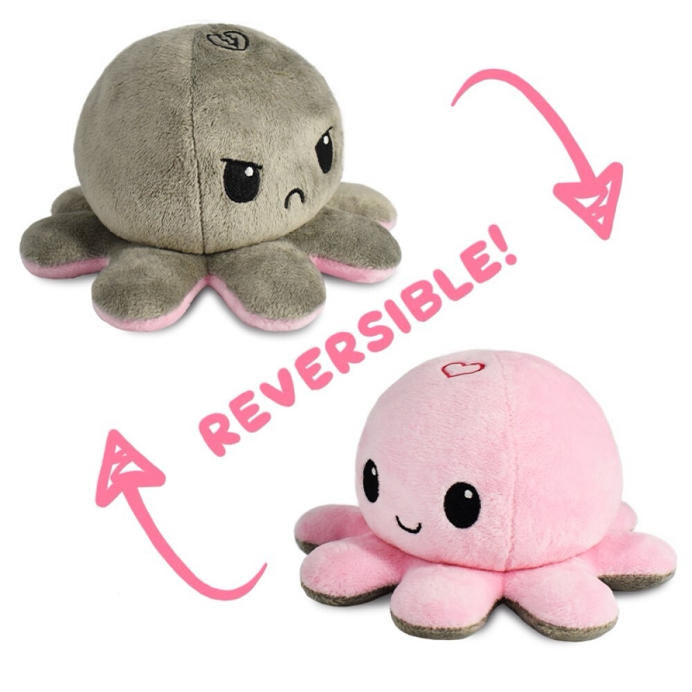 Reversible Octopus Plushie Gray/Pink